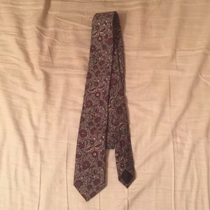 J. Crew Cotton Gray & Red Floral Skinny Tie